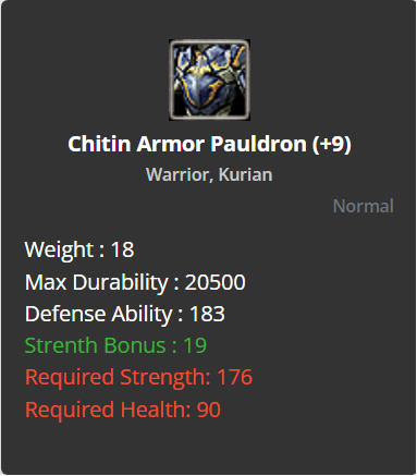 Chitin Armor Pauldron +9